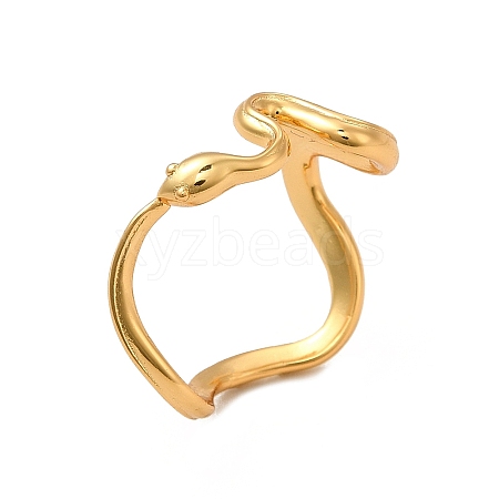 Rack Plating Brass Snake Finger Ring for Women RJEW-C048-02G-1