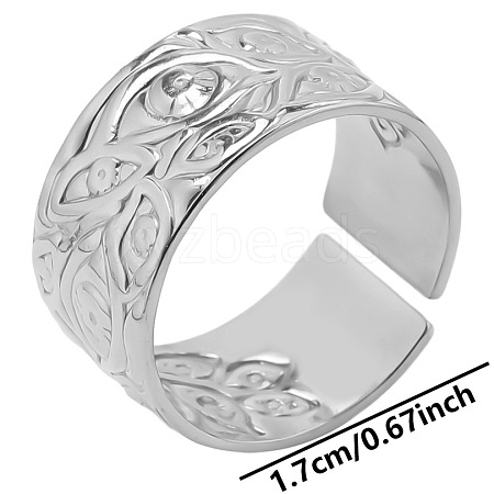 Non-Tarnish Minimalist Evil Eye 304 Stainless Steel Cuff Rings TI9605-1-1