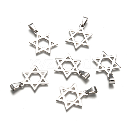 Tarnish Resistant Boy Jewelry Original Color 201 Stainless Steel Pentagram Pendants STAS-I032-224-1