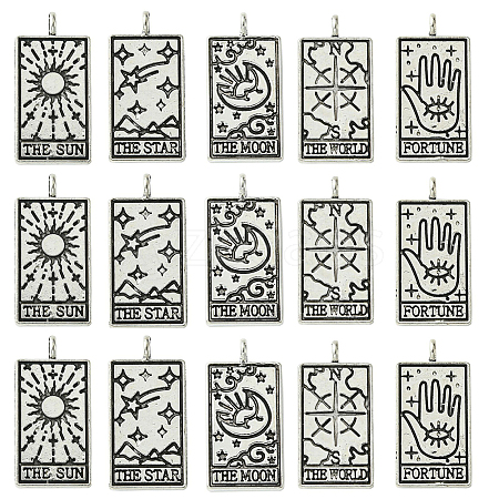 15Pcs 5 Styles Tibetan Style Alloy Pendants TIBEP-YW0001-76AS-1