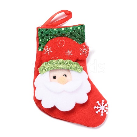 Cloth Hanging Christmas Stocking HJEW-B003-01-1