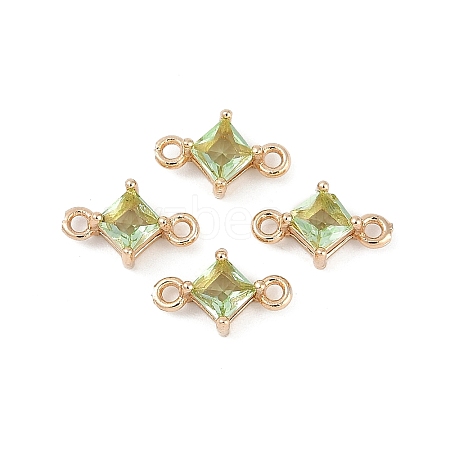 Brass Pave Glass Rhombus Links Connector Charms GLAA-Q088-001I-1