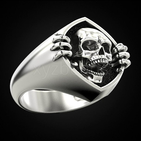 Alloy Skull Finger Rings SKUL-PW0002-039E-P-1