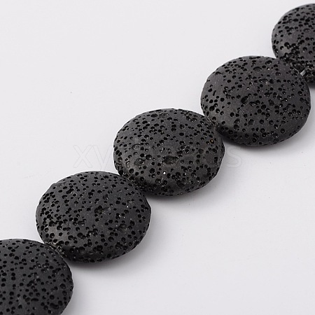 Lentil Synthetic Lava Rock Beads Strands G-N0100-18-1