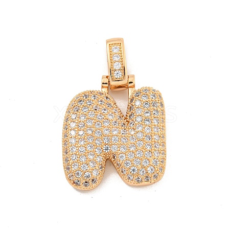 Brass Micro Pave Clear Cubic Zirconia Pendants KK-B099-01G-N-1