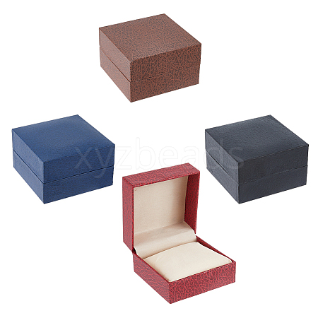 SUPERFINDINGS 4Pcs 4 Colors Lychee Print Cardboard Watch Storage Gift Box CON-FH0001-54-1