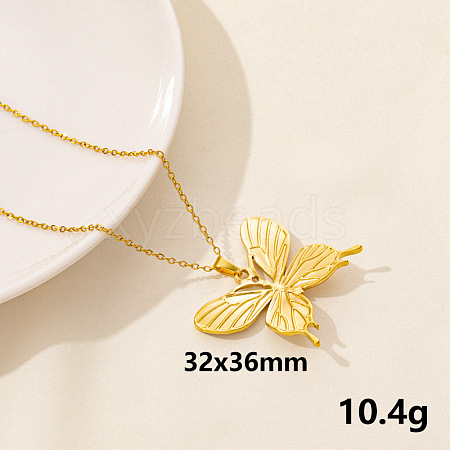 304 Stainless Steel Butterfly Pendant Necklaces CV0613-8-1