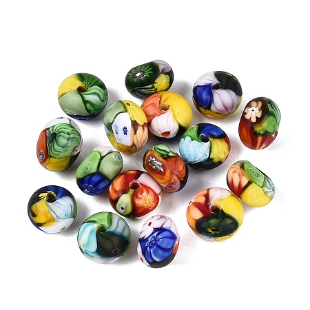 Handmade Millefiori Glass Rondelle Beads LA-N001-04B-1