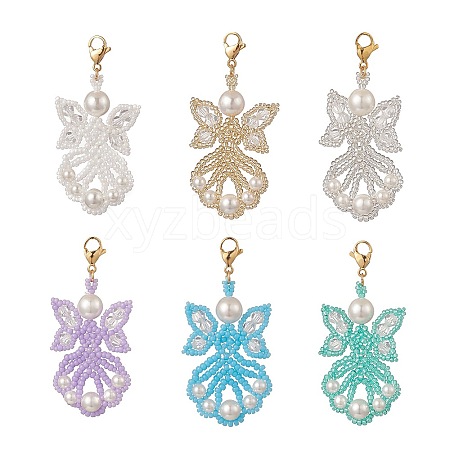 Angel Glass Pendants Decorations HJEW-MZ00006-1