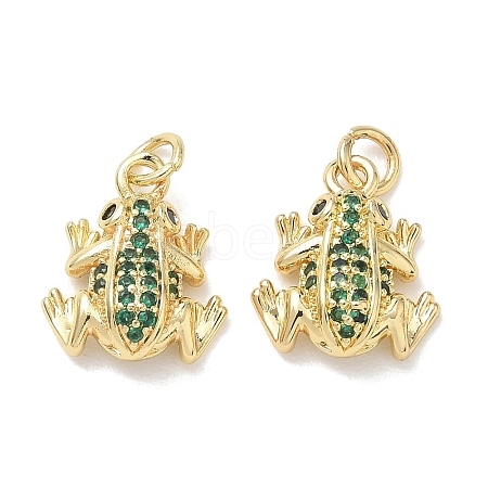 Brass Micro Pave Green Cubic Zirconia Charms KK-T085-21D-G-1