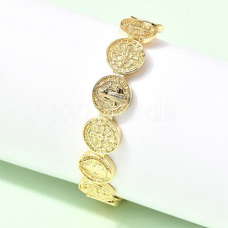Religion Brass Open Cuff Bangles BJEW-K296-02A-G-1