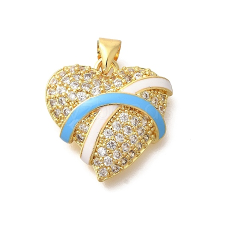 Brass Micro Pave Clear Cubic Zirconia Enamel Pendants KK-M297-20G-1