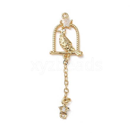 Brass Micro Pave Clear Cubic Zirconia Connector Charms KK-F865-16G-1