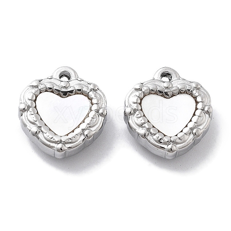 304 Stainless Steel Pave Shell Heart Charms STAS-R130-05G-1