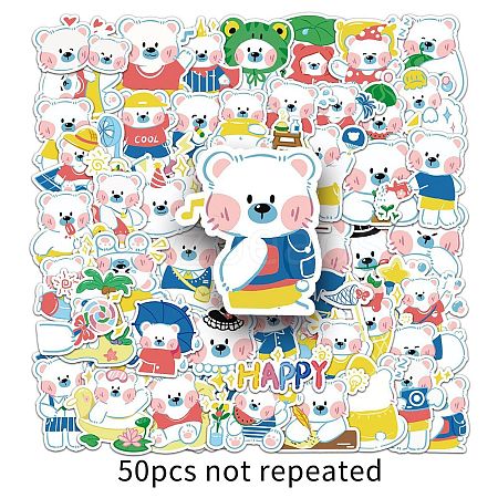 50Pcs Bear PET Stickers PW-WG7A8D2-01-1