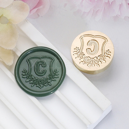 Golden Tone Round Wax Seal Brass Stamp Heads AJEW-Z034-02G-C-1