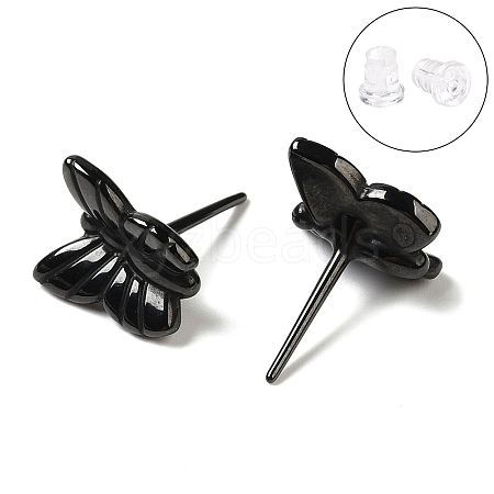 Hypoallergenic Bioceramics Zirconia Ceramic Butterfly Stud Earrings EJEW-C065-01D-1
