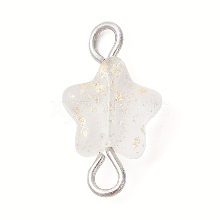 Spray Painted Glass Star Connector Charms PALLOY-JF02338-40B-1