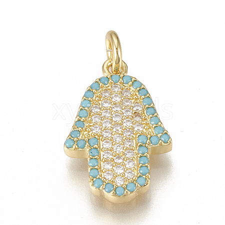 Brass Micro Pave Cubic Zirconia Pendants ZIRC-Q015-046G-1