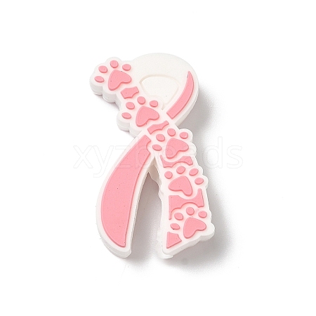 Pink Ribbon Silicone Beads SIL-G011-14B-1