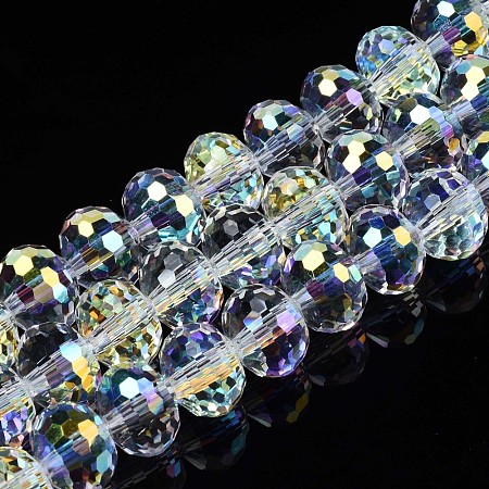 Electroplate Transparent Glass Beads Strands EGLA-N002-16-B03-1