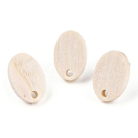Ash Wood Stud Earring Findings EJEW-N017-011-01-1