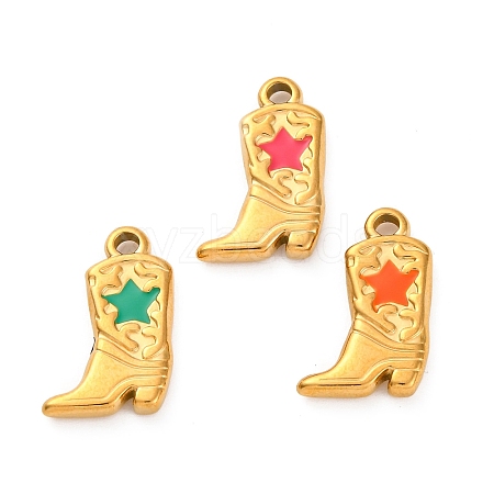 304 Stainless Steel Enamel Pendants STAS-M110-07G-1