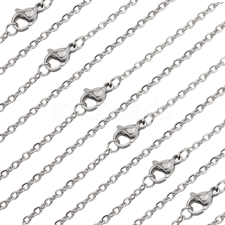 Beebeecraft 30Pcs 304 Stainless Steel Flat Cable Chain Necklaces Set STAS-BBC0005-02-1