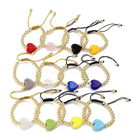 Handmade Lampwork Heart Bracelets BJEW-Q338-01-1