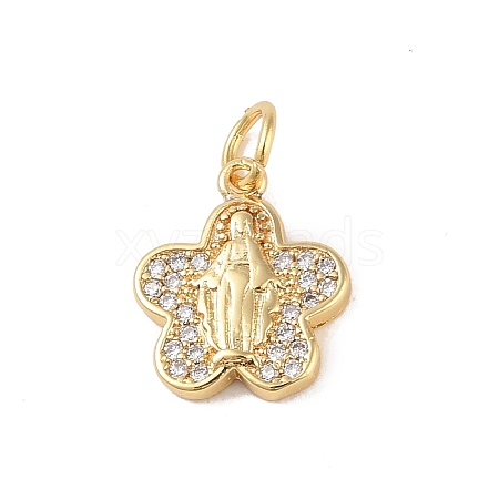 Brass Micro Pave Clear Cubic Zirconia Charms KK-E111-32E-G-1