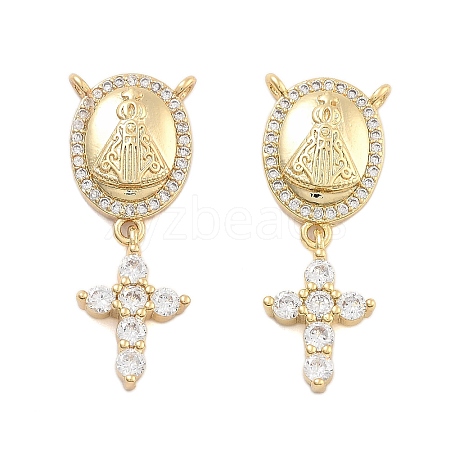 Brass Pave Cubic Zirconia Pendants KK-U009-09G-G-1