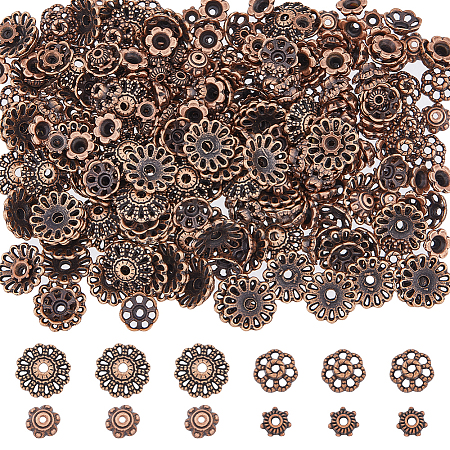 DICOSMETIC 320pcs 4 styles Tibetan Style Alloy Caps FIND-DC0003-94-1