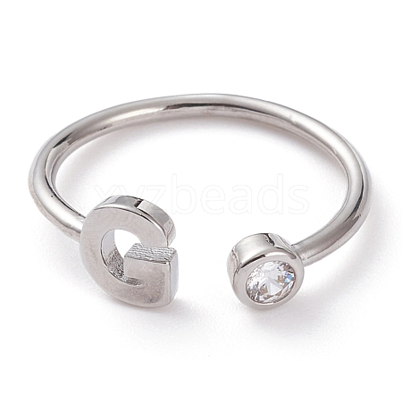 Brass Micro Pave Clear Cubic Zirconia Cuff Rings RJEW-J074-01P-G-1