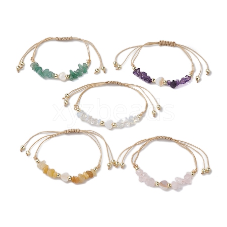 Gemstone Chip Braided Bead Bracelets BJEW-JB10833-1