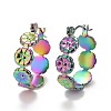 Ion Plating(IP) Rainbow Color Flower 304 Stainless Steel Hoop Earrings for Women STAS-A057-15MC-1