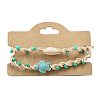 Natural Shell & Synthetic Turquoise Braided Bead Bracelets BJEW-Z075-01-2