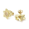 Brass Micro Pave Clear Cubic Zirconia Stud Earrings EJEW-A036-02G-2