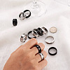 Yilisi 12Pcs 12 Style Stainless Steel Grooved Finger Ring Settings STAS-YS0001-24-14