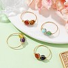 4Pcs 4 Style Natural & Synthetic Mixed Gemstone Round Beaded Finger Rings Set RJEW-TA00093-2