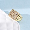 Brass Micro Pave Clear Cubic Zirconia Cuff Rings for Women RJEW-U043-18G-3