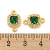 Brass Pave Clear & Green Cubic Zirconia Connector Charms KK-P275-47G-3