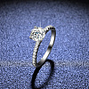 Rhodium Plated 925 Sterling Silver Pave 8.2x4.9mm Moissanite Finger Rings WG6D295-50-1