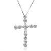 Silver Color Plated Brass Cubic Zirconia Cross Pendant Necklaces NJEW-BB08796-1