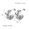 304 Stainless Steel Micro Pave Cubic Zirconia Stud Earrings EY6491-2-2