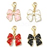 Bowknot Alloy Enamel Pendant Decorations HJEW-JM02209-1