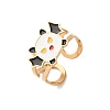 304 Stainless Steel with Enamel Cuff Rings for Women RJEW-Z116-01G-07-2