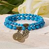 2Pcs Synthetic Turquoise Round Beads Stretch Bracelets FS-WG435B7-08-1