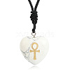 Natural Howlite Heart Engraved AnKh Cross Pendant Personalized DIY Necklaces SC1205-8-1