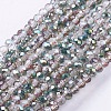 Half Plated Faceted Rondelle Electroplate Glass Bead Strands X-EGLA-D020-3x2mm-15-1