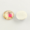 Cartoon Owl Pattern Flatback Half Round/Dome Glass Cabochons GGLA-R026-12mm-06-2